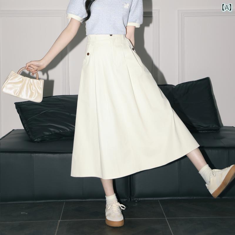 スカート プリーツスカート ショートスカート アプリコット ハイウエスト スカート レディース 春秋 20..