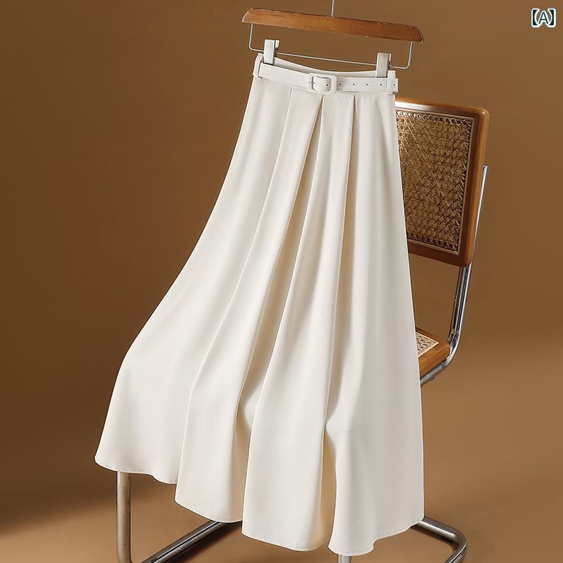 スカート プリーツスカート ショートスカート ドレープの ある 夏の 女性用 アプリコット スーツ 生地..