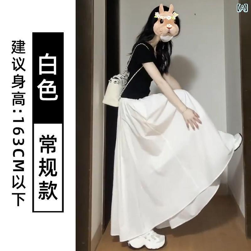 スカーフ プリーツスカート ショートスカート 女性用 ホワイト スカート 夏 2025 ハイウエスト スリム aライン アンブレラ 小柄な ロング プリーツスカート