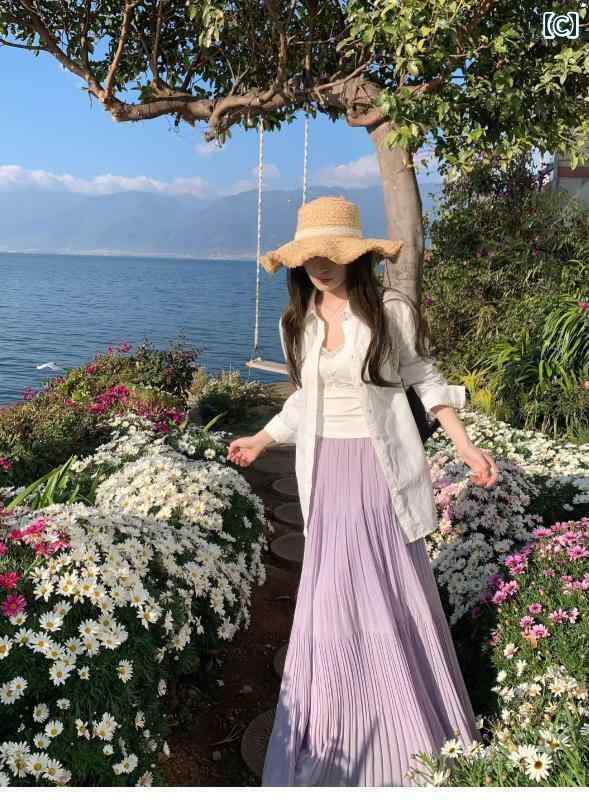 ワンピース レディース ノースリーブ スクエアネック フリル ポリエステル ロング丈 仙女裙 街頭風 咖色 ブラウン系