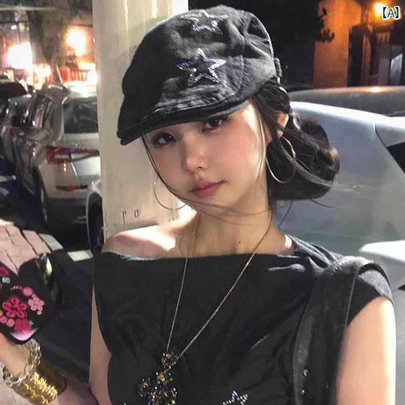 キャップ デニム ウィッシュ 加工 アメリカン ブラック スター カウボーイ フォワード ハット レディー..