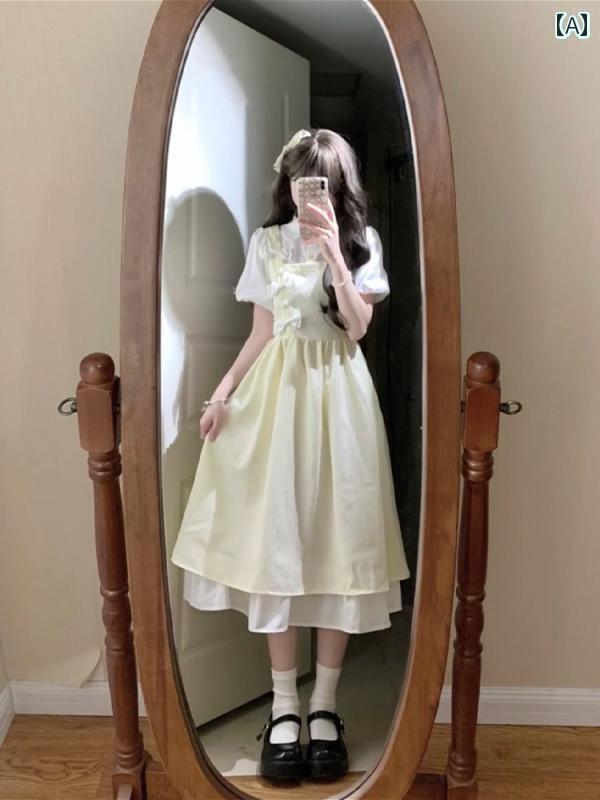 ワンピース ロング マキシ丈 芸術 大学 夏の 女性用 ドレス キュートで 甘くて 爽 やか エレガントで ウエストと スリミングの ある 女性らしい スカート