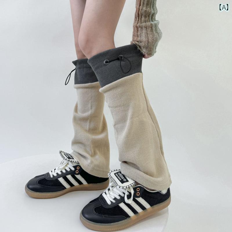 ソックス ギャル 靴下 サブカルチャー スポーツ スタイル カラーマッチング スタック ソックス 春夏 ドローストリング フレア レッグ カーフ