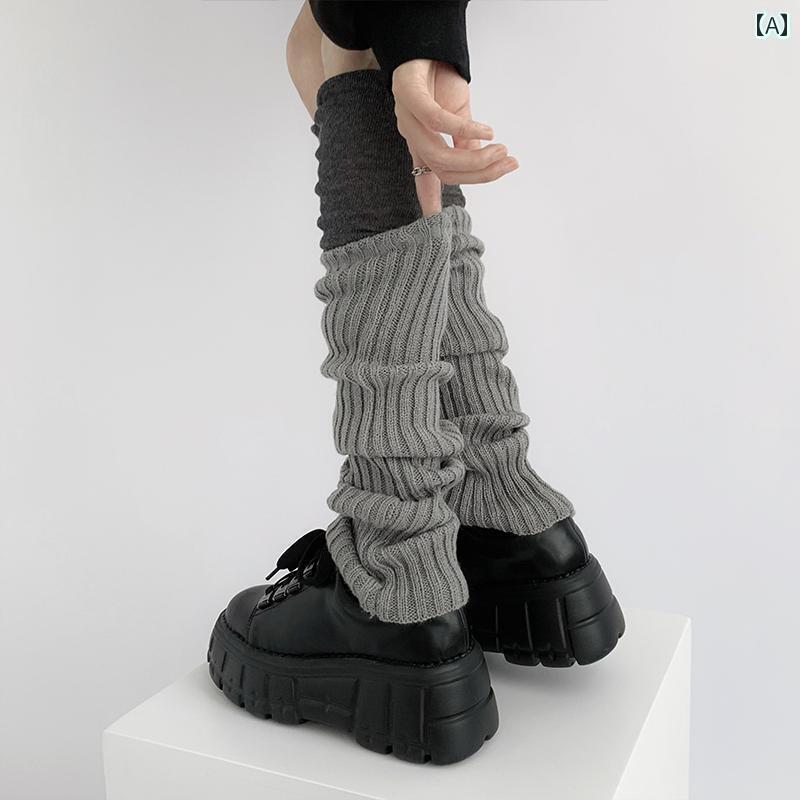 ソックス ワイドレッグウォーマー レディース 夜間 指導 室 グレー パイルソックス ミドル チューブ ソックス レディース 秋冬 ニット オーバーニーソックス ウール レッグカバー