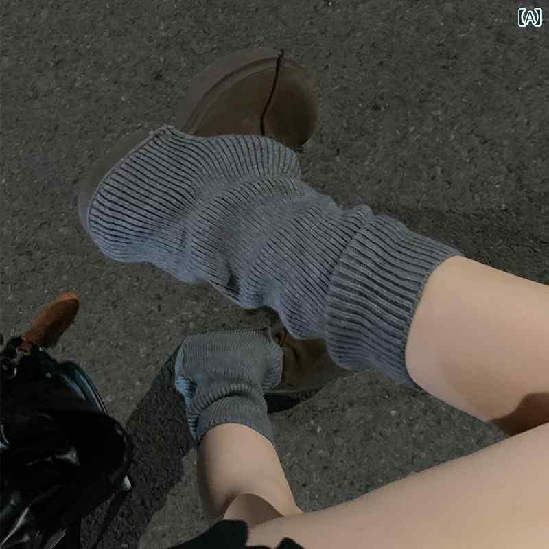 ソックス ワイドレッグウォーマー 靴下 2024年 ソフト スタイル ノッチ スタック ソックス 台形 レイ ヤード カー フレッグ カバー ウール 暖かい(4)