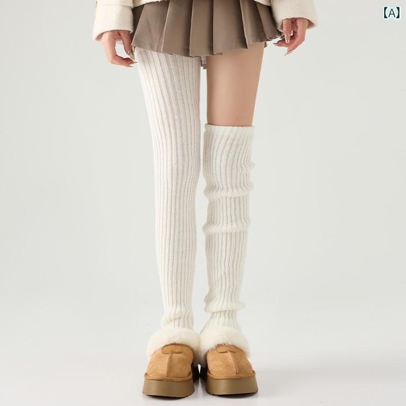 靴下 ロング サポーター 秋冬用 厚手 ダーク グレーの オーバーニーソックス。 暖かい ニット ロング ヨガ レッグ スリーブと 拡張 膝 パッド 付き。