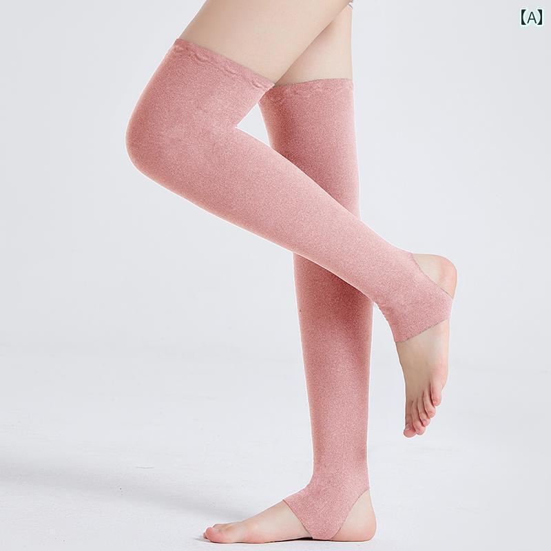 暖かい 靴下 レディース ドイツの ベルベットの 足の レギンス 春夏 レディース メンズ 薄手 長い 靴下は 寒さと 暖かさから 膝を 保護 し 滑り止めの クール 脚と ふくらはぎを します