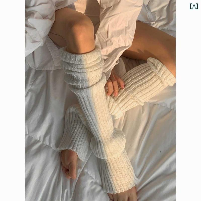 靴下 ロング サポーター レディース 長くて 厚手 レッグカバー ロング チューブ ソックス オーバーニーソックス 膝丈 暖かい ウール 秋冬に 伸縮性が