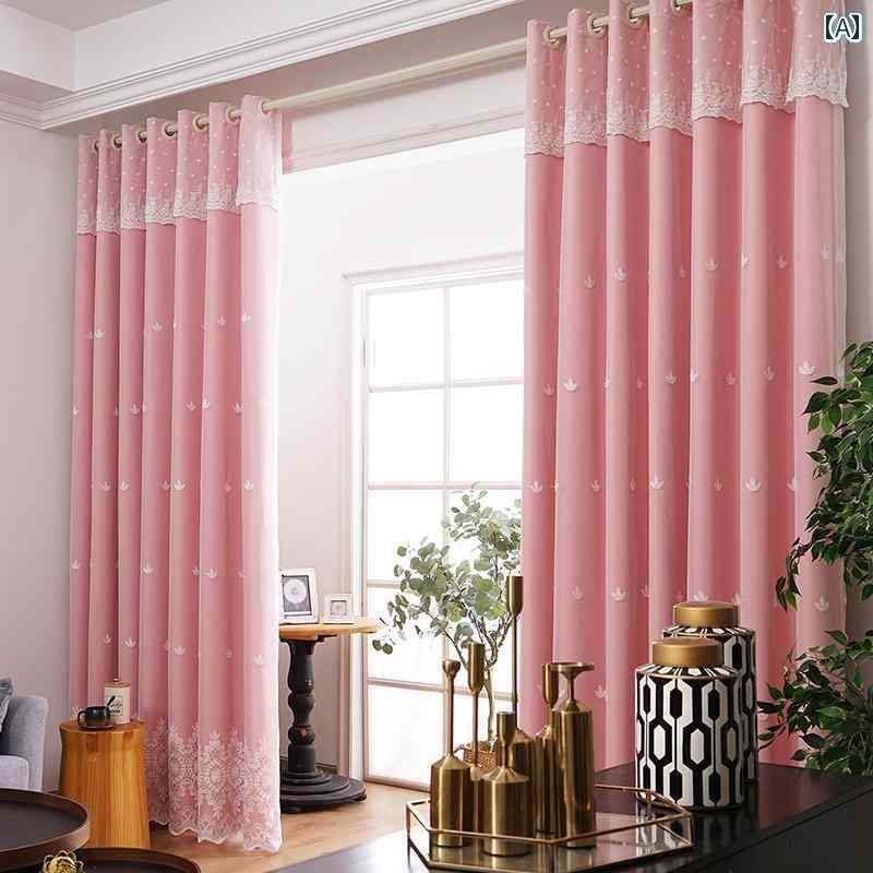 おしゃれ かわいい カーテン 遮 光 モダン シンプル 田園 風 二 重層 寝室 出窓 色 暖かい 雰囲気 リビング ルーム 完成 布