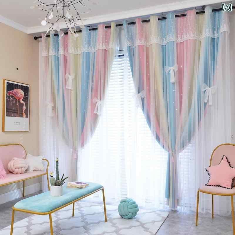 オシャレ インテリア カーテン ロッド ローマン 子供 部屋 パンチ フリー インストール 遮 光 寝室 女の子 完全な セット