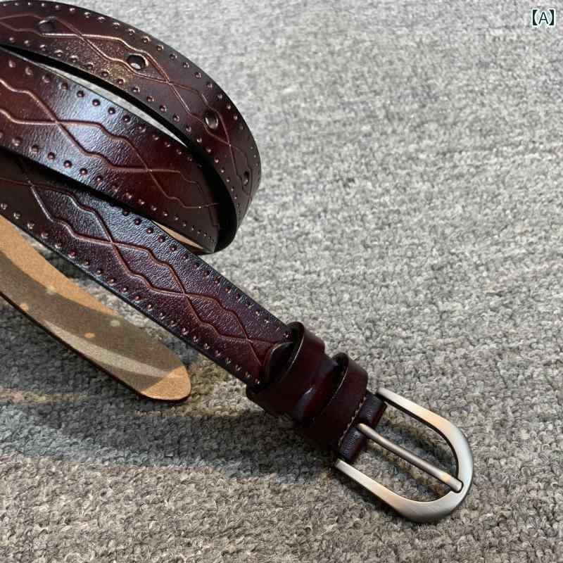 レザーベルト レザー オシャレ 撤退 品 革 レディースベルト 韓国 万能 牛革 ピン バックル ドレス コート小 ベルト 付き