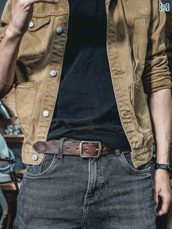 レザーベルト レザー オシャレ ピ シュシュ アメリカン レトロ トップレイヤー レザーベルト ビジネス ..