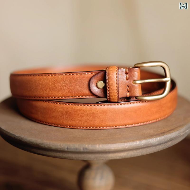レザーベルト レザー オシャレ イタリア製第一層 植物 タンニン なめし革 カジュアル 通勤 ベルト レト..