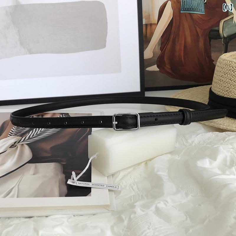 レザーベルト レザー オシャレ 革 レトロ シルバーバックルの 小さい ベルトは シンプルで な 韓国 装飾的な 細い ベルトで スーツ スカートや レディースジーンズに マッチ します。
