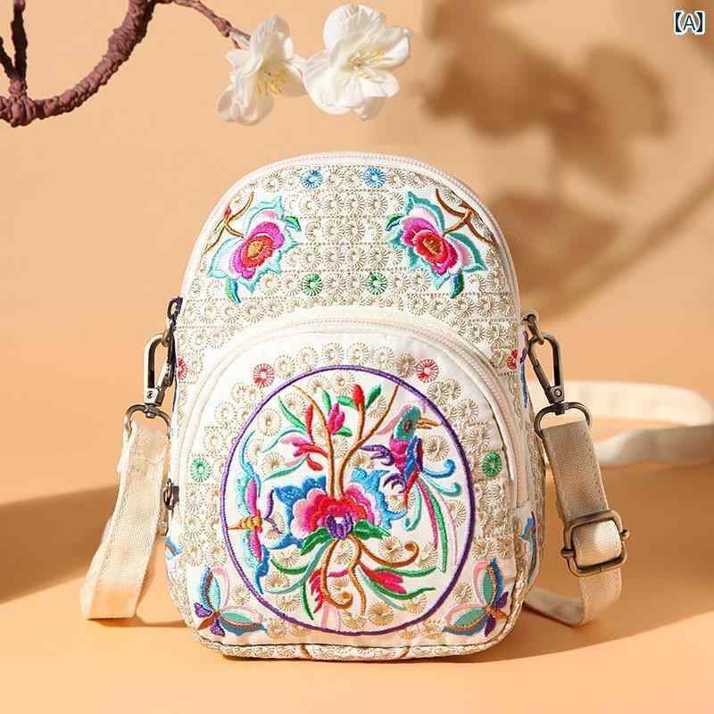 コインケース ミニ財布 ショルダー カラフルな 雲 マーク 雲南省大 画面 スマートフォン用小銭入れ 刺繍 生地 ワンショルダー ミニ スクエアバッグ エスニック クロス ボディバッグ