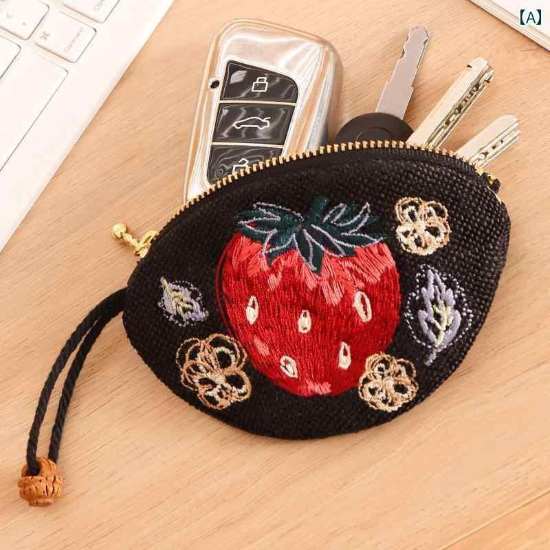 コインケース ミニ財布 ショルダー かわいい の 刺繍入り小銭入れ イヤホン 車 キー ポータブル 収納 ..