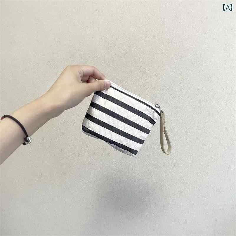 コインケース ミニ財布 ショルダー ストライプの 丈夫な イン ハンドヘルド小銭入れ ミニ バッグ 女性用 イヤホン カード ジッパー キー 口紅 収納