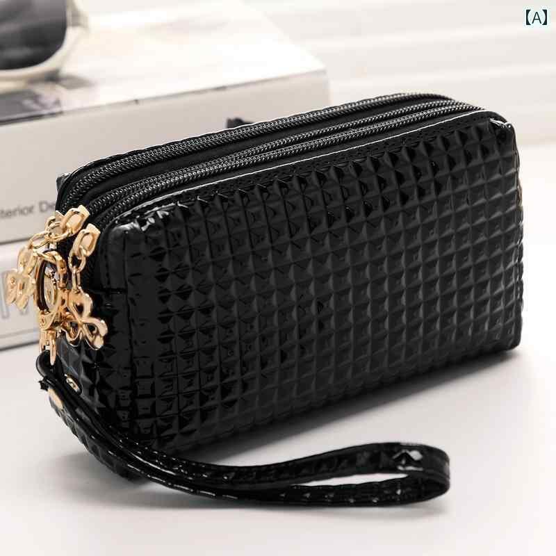 ミニ財布 レディース 財布 手首 多機能大 画面 三 層 バッグ ジッパー スマートフォン レディース チェンジ キー ポータブル 財布 クラッチバッグ