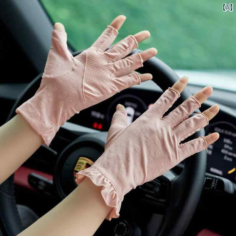 サイクリンググローブ 手袋 ジム 女性用 ハーフフィンガー 日焼け防止 手袋 薄くて 通気性の ある 冷感..