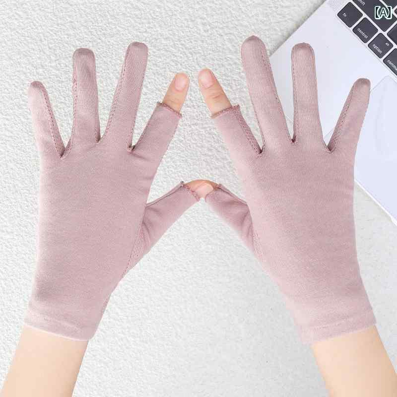 手袋 オシャレ ハーフ フィンガー 女性用 指なし 日焼け防止 手袋 薄手 茶摘み 運転用 UV カット サイ..