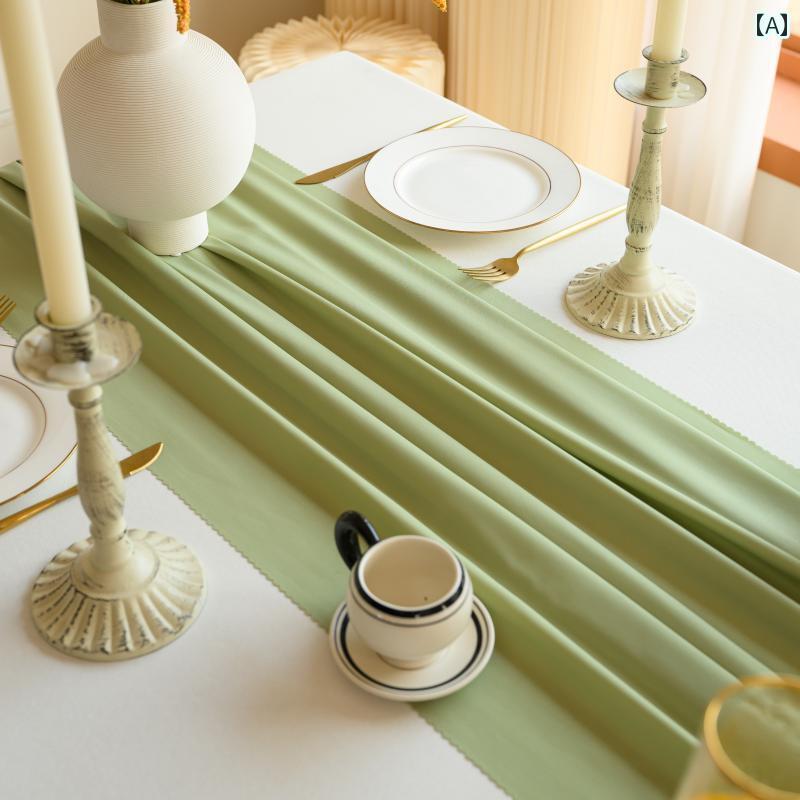 テーブル ランナー おしゃれ グリーンの ウェディング テーブル ランナー デザート レイアウト 装飾 布..