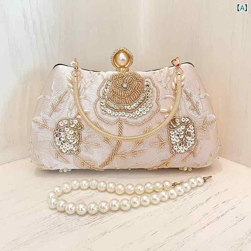 バッグ レディース かわいい 中国 レトロ チャイナ ドレス バッグ の ビーズ ハンドバッグ 高級 イブニ..