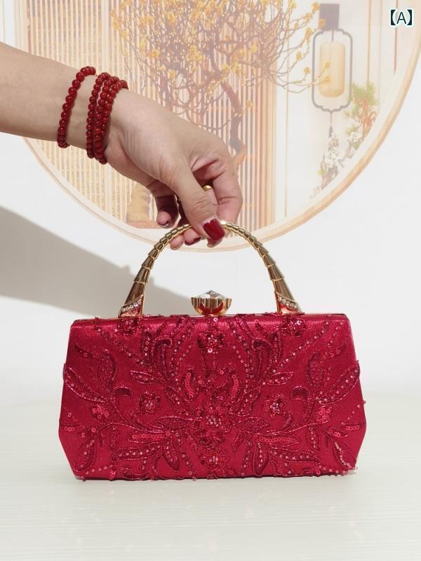 バッグ レディース かわいい の 中国 ビーズ ハンドバッグ 2024 ウェディング イブニングドレス チャイ..