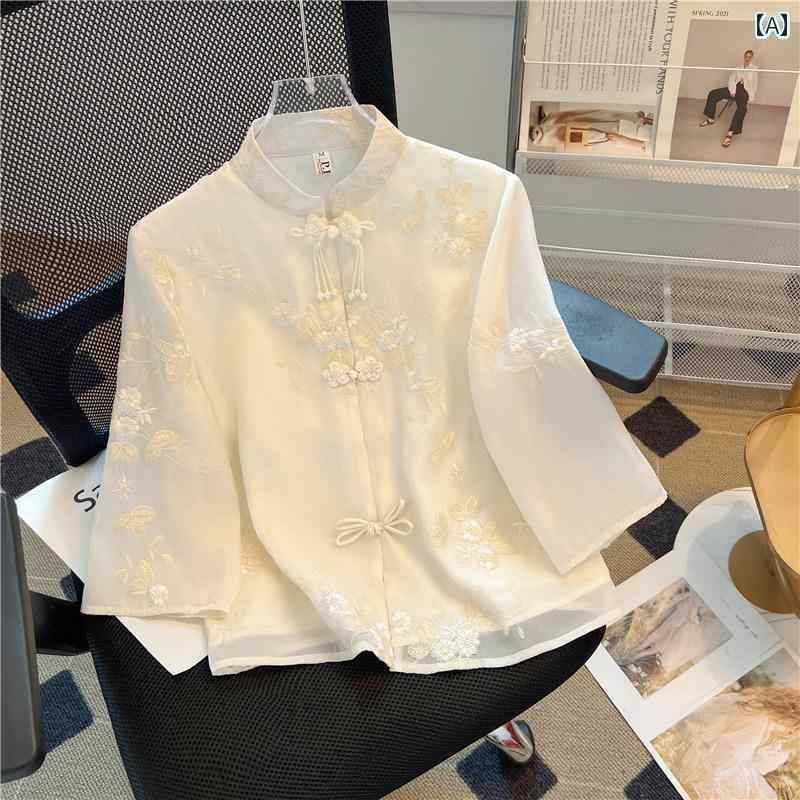 レディース トップス きれいめ 秋服 チャイナ風 唐装 タッセル ボタン 付き シャツ レディース 夏の 高..