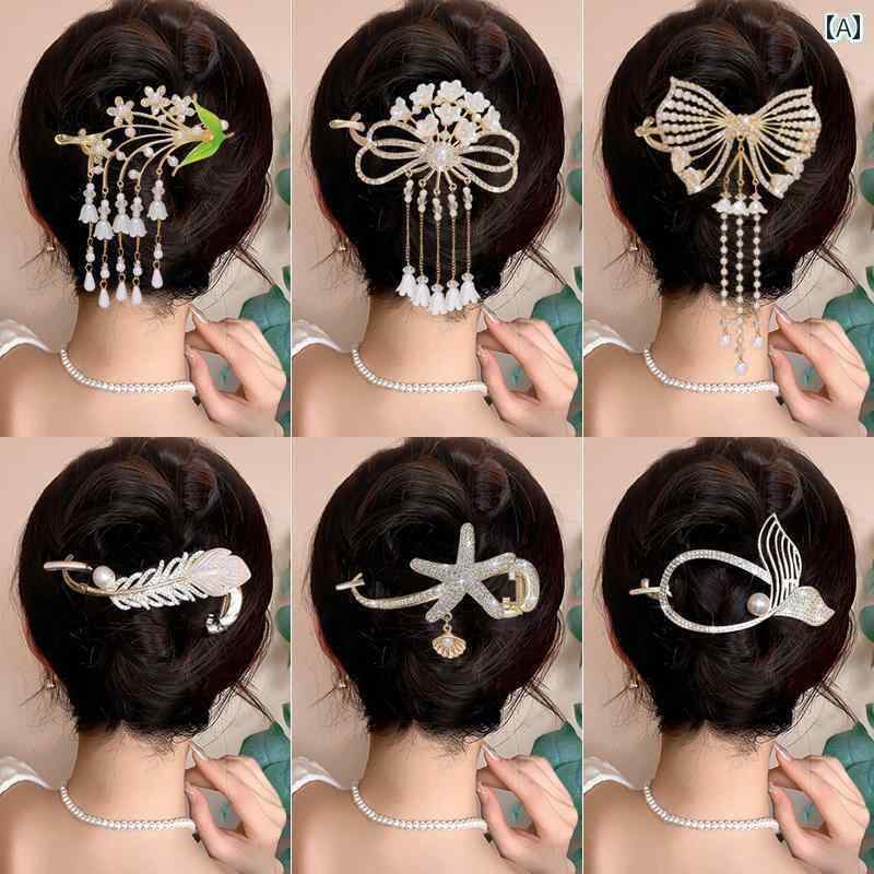 大人 おしゃれ ヘアピン 花の 房の 後ろの ヘア ピン 女性 2024 高級 ワンワード クリップの パン ツイ..