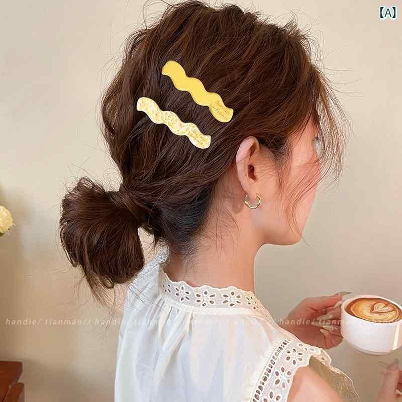 おしゃれ ヘアピン ヘアクリップ レトロ アセテート ウェーブヘア ピン 女性用 高級 夏用 サイド バン..