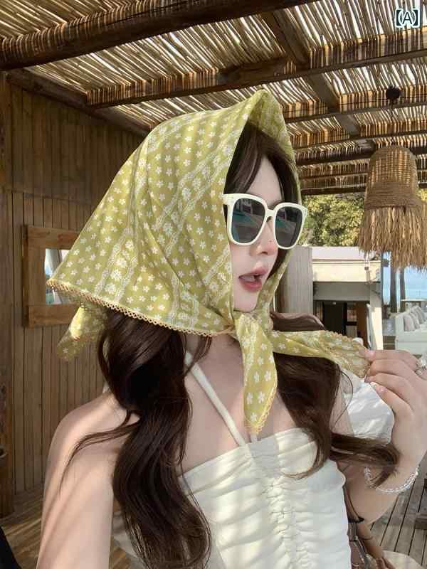 バンダナ おしゃれ ヘアバンド 小さい さわやか 田園 風の 花柄の 文学的な コットンシルク スカーフ ..