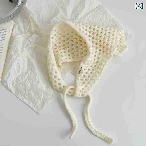 バンダナ おしゃれ ヘアバンド 春の ニット トライアングル スカーフ レース バタフライ ブルー ヘッド..