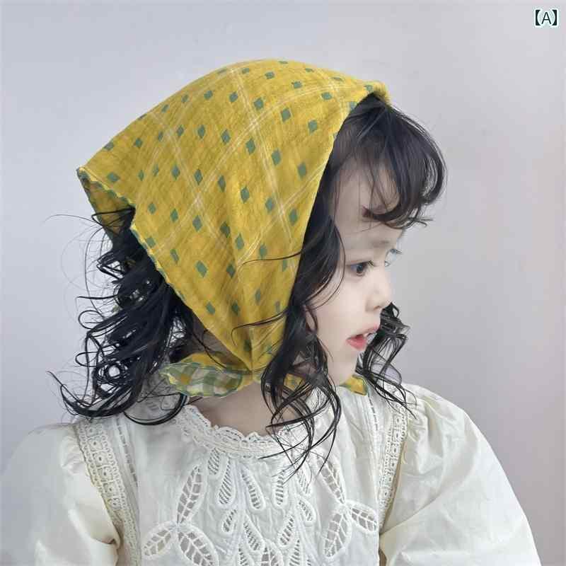 バンダナ おしゃれ ヘアバンド 韓国 2024年 子供用 スカーフ 春秋 幼児用 三角 凹型 フォトジェニック ..