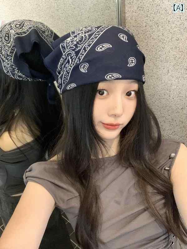 バンダナ おしゃれ ヘアバンド アメリカ Y2K ミレニア ル 世代の ホット ガール ヘッド スカーフ 女性 ..