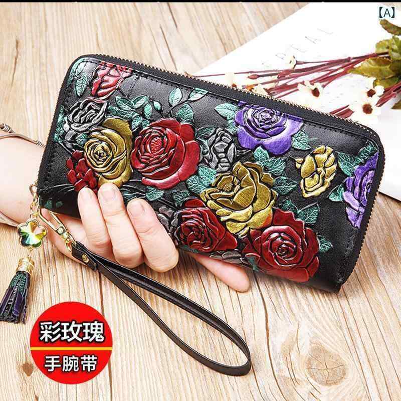 財布 長財布 レザーsaizfu レディースウォレット 2024 ロング 牛革 ダブル ジッパー 雰囲気 ファッション ウォレット 革 フォーチュン大容量 手持ち