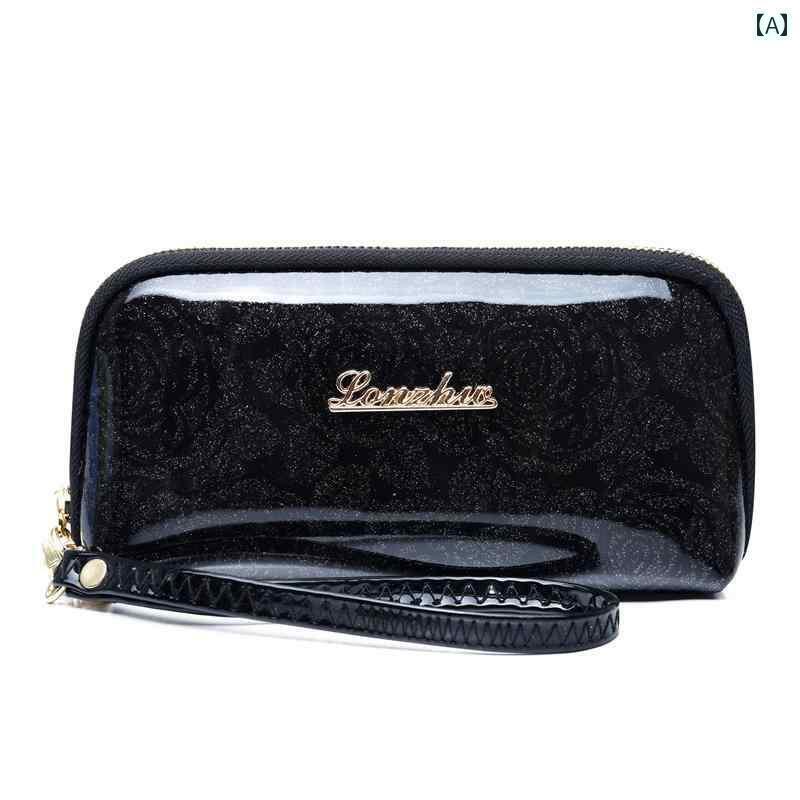 財布 長財布 レザーsaizfu レディース クラッチバッグ 光沢の ある パテントレザー ローズ クラッチ新 ..