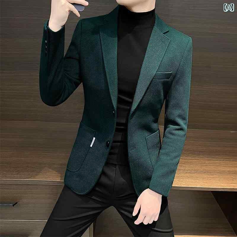 メンズ ジャケット スーツ ワッフル ブレザー メンズ 2024 春秋 ハイエンド メンズビジネス カジュアル..