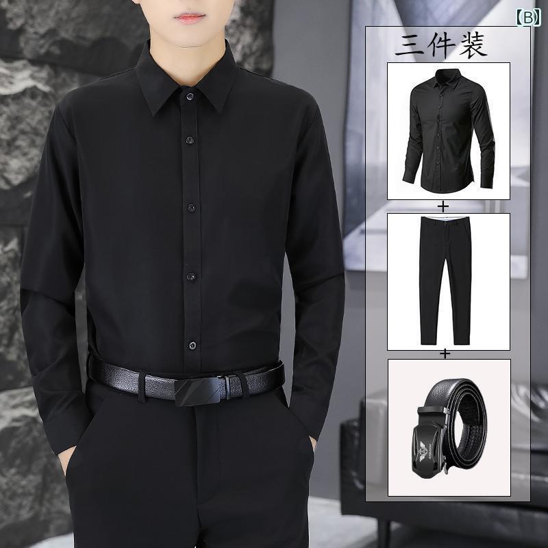 メンズ ジャケット スーツ 白 シャツ メンズ 面接 フォーマルスーツ 長袖 大学 卒業 スーツ 教師 公務 員 スリム 黒