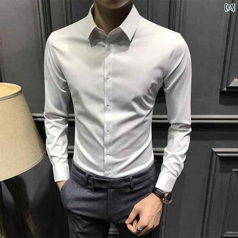 シャツ メンズ スーツ 春秋 メンズシャツ 長袖 高級 韓国 アイロン 不要の カジュアル ビジネス シャツ メンズ スリムフィット 紳士服 サイズ