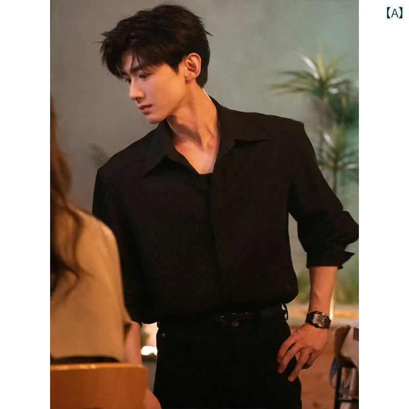 スーツ セットアップ きれいめ 白 景 亭と 桑 燕の 同じ 黒い シャツ メンズ 高級で な 長袖 禁欲的な ジャケット スーツ