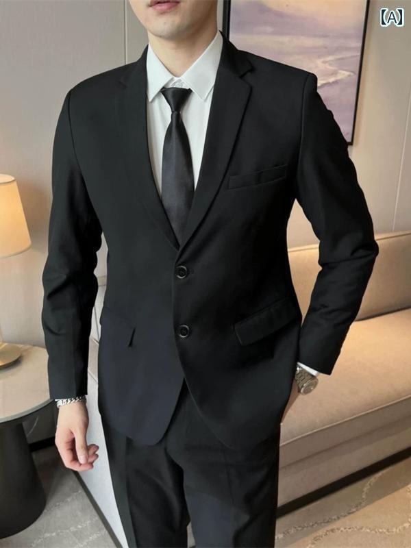 スーツ セットアップ きれいめ メンズカジュアル スーツ スリムフィット ビジネス 韓国 スタイル ベスト マン ドレス 新郎 ホスト ジャケット