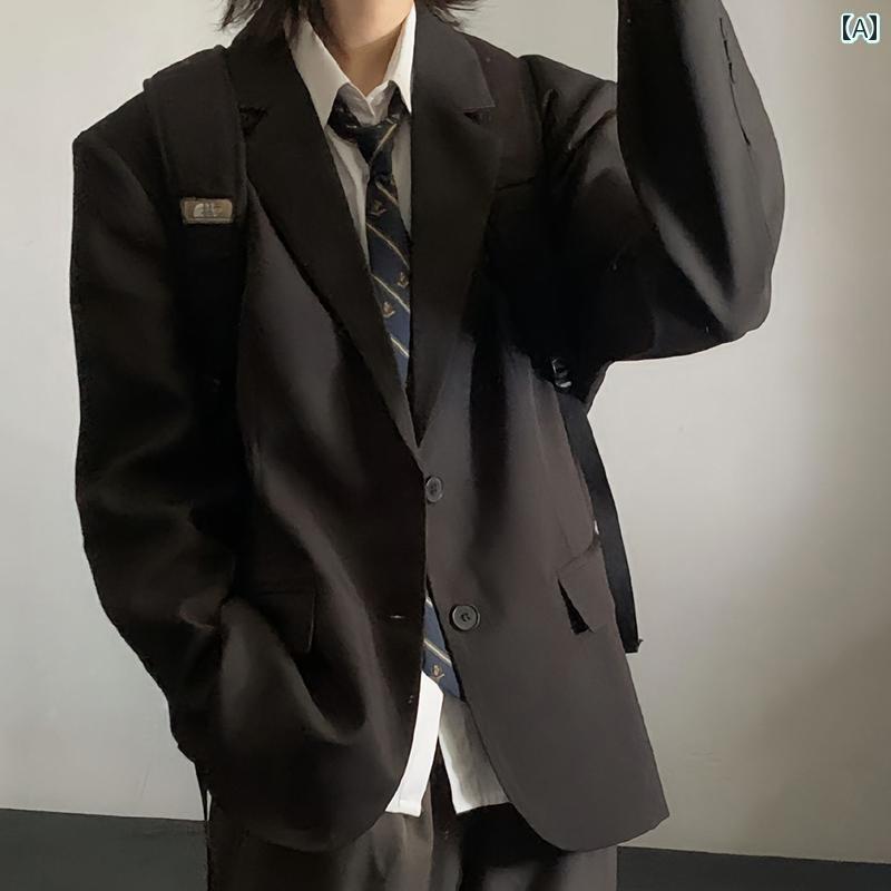 スーツ セットアップ きれいめ スーツ ブラック メンズ カジュアル 学校 用品 ジャケット 高級 大学生 面接 ゆったり 和風 DK 制服