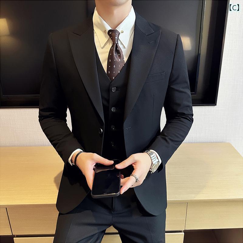 スーツ セットアップ きれいめ 男性用 高級 スーツ ビジネス カジュアル 英国 風 新郎 結婚式 2025 春の