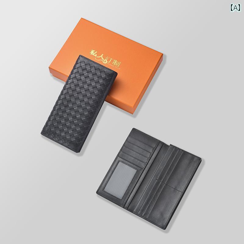 レザー財布 財布 長財布 な 手編みの 柔らかい シープスキン ロングウォレット 革大容量 マルチ カードスロット メンズ レディースの 財布 カードホルダー フォトクリップ