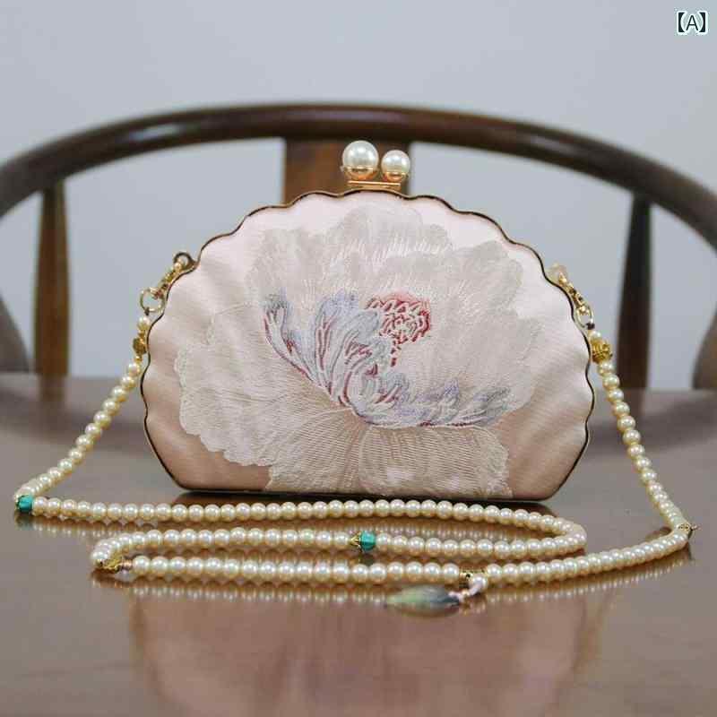 カバン ハンドバック 鞄 中国 錦織 りの 貝殻の ビーズの ネックレス 手持ちの チャイナ ドレス 漢服の..