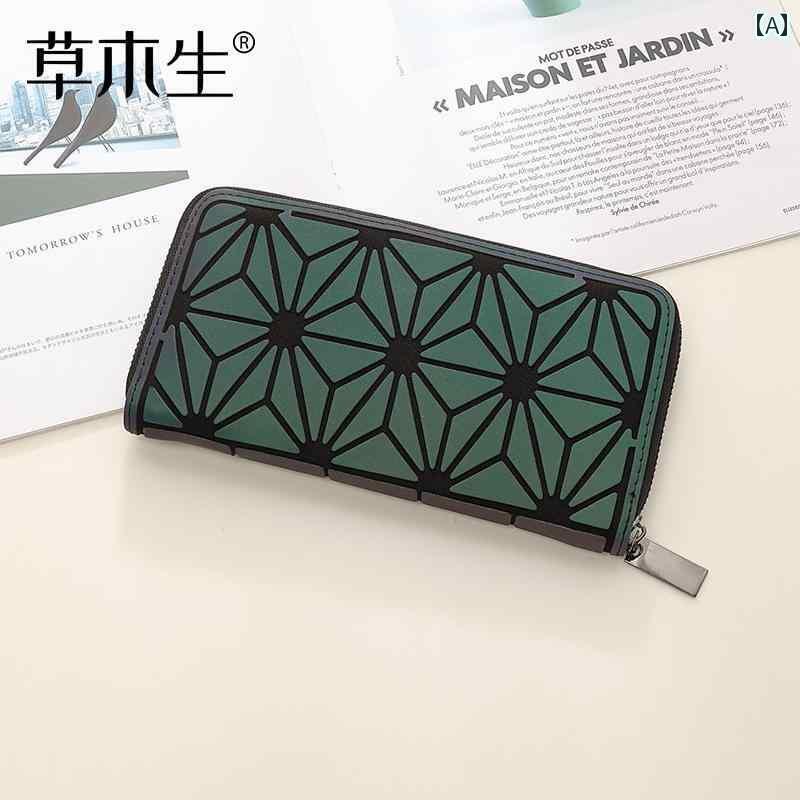 レザー財布 財布 長財布 2024 韓国 ロング ジッパーウォレット 発光 レーザー 幾何学 ラインストーン バッグ大容量 スマートフォン ウォレット 小さい ハンドバッグ