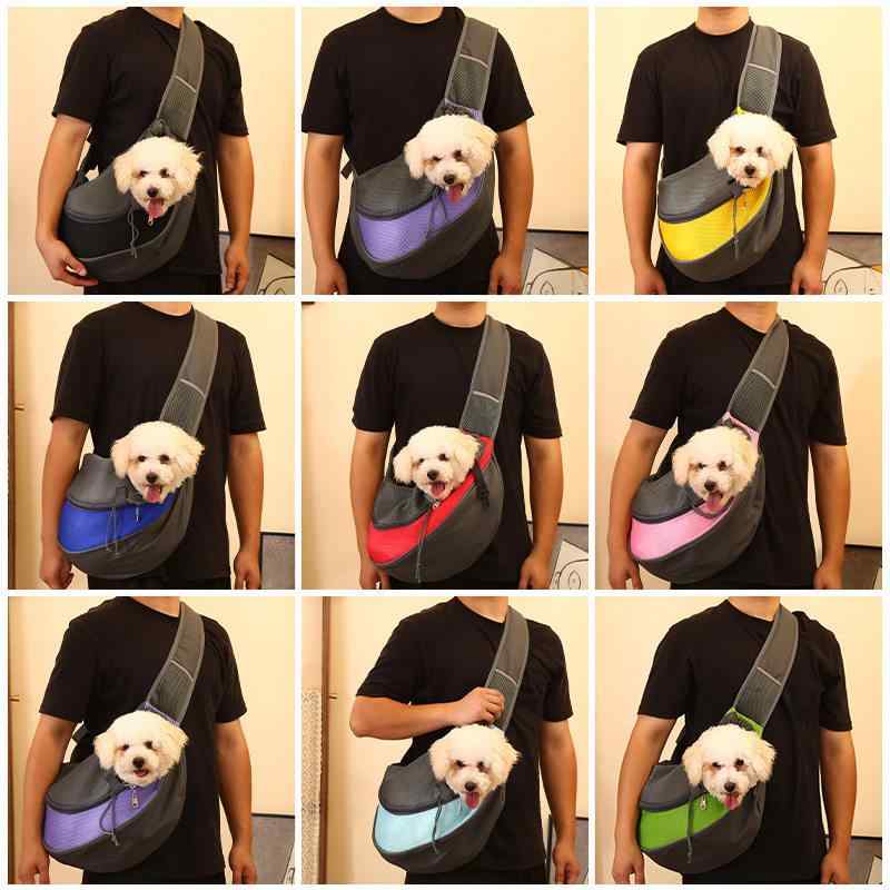 小型犬猫用 ペットキャリーバッグ 外出 斜めがけ 肩掛け 通気性 メッシュ 夏用 頭...