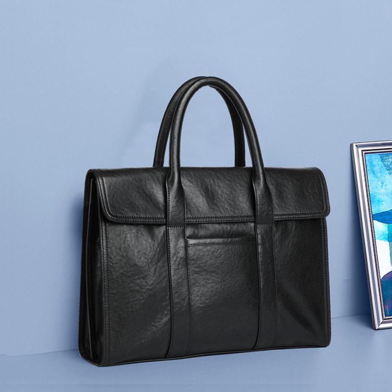 男性用 革 ブリーフケース 牛革 ビジネスバッグ 大容量 ノートPC対応 オフィスバッグ 通勤用 ハンドバッグ 軽量 耐久性