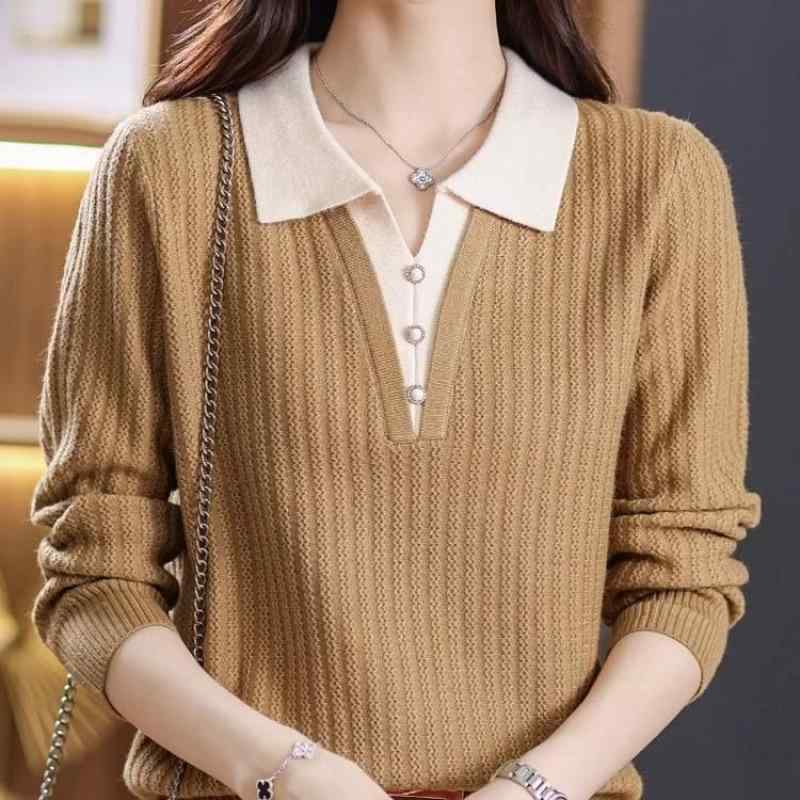 マタニティ ニットセーター レディース 長袖 秋冬 襟付き 暖か 伸縮性 ゆったりシルエット トップス インナー 普段使い