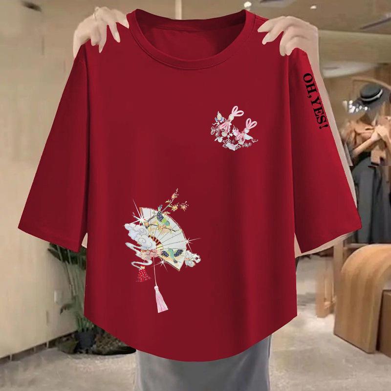 レディース ゆったり Tシャツ 夏 七分袖 お腹カバー スリムシルエット 韓国 カジュアル トップス 合わせやすい コットン調 軽量 吸湿速乾
